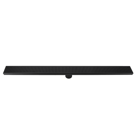 900mm Bathroom Shower Black Grate Drain w/Centre outlet Floor Waste Square Pattern - RnR Galore
