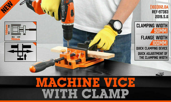 90mm Drill Press Bench Vice Quick Release Clamp Jaw Soft Grip Hand Pads Woodwork - RnR Galore