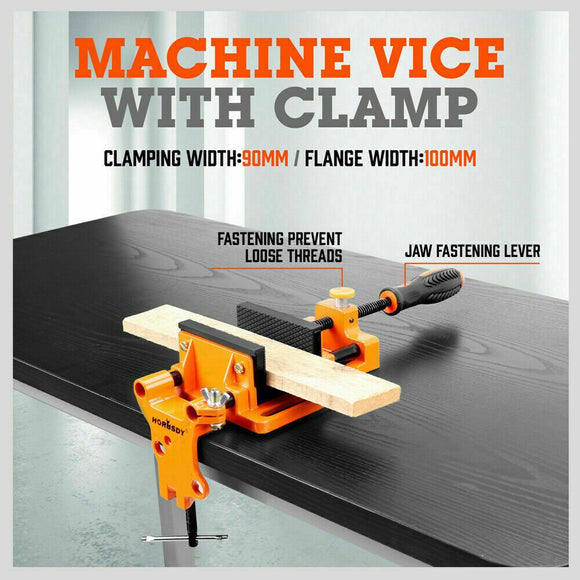 90mm Drill Press Bench Vice Quick Release Clamp Jaw Soft Grip Hand Pads Woodwork - RnR Galore