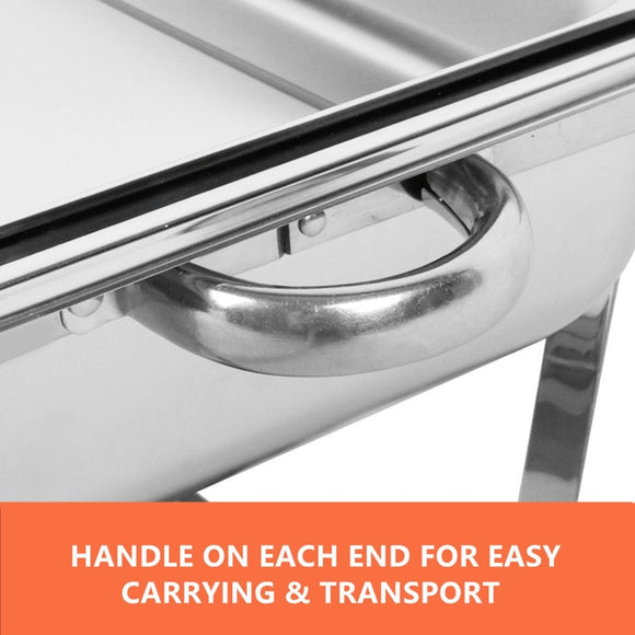9L Chafing Dish Set Buffet Pan Bain Marie Bow Stainless Steel Food Warmer(3*3L) - RnR Galore
