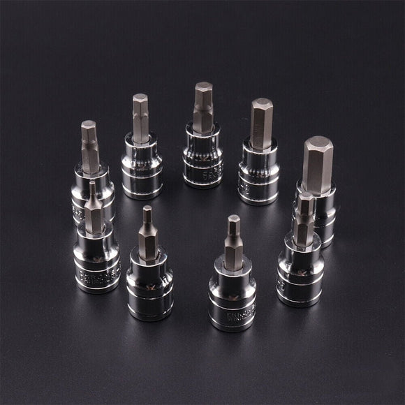 9pcs Allen Key Sockets Hex Bit Socket Set 3/8" Drive Drill Metric Tools 2 - 10mm - RnR Galore