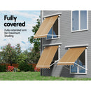 Instahut Window Fixed Pivot Arm Awning Outdoor Retractable Canopy 2.1X2.1M Beige-5