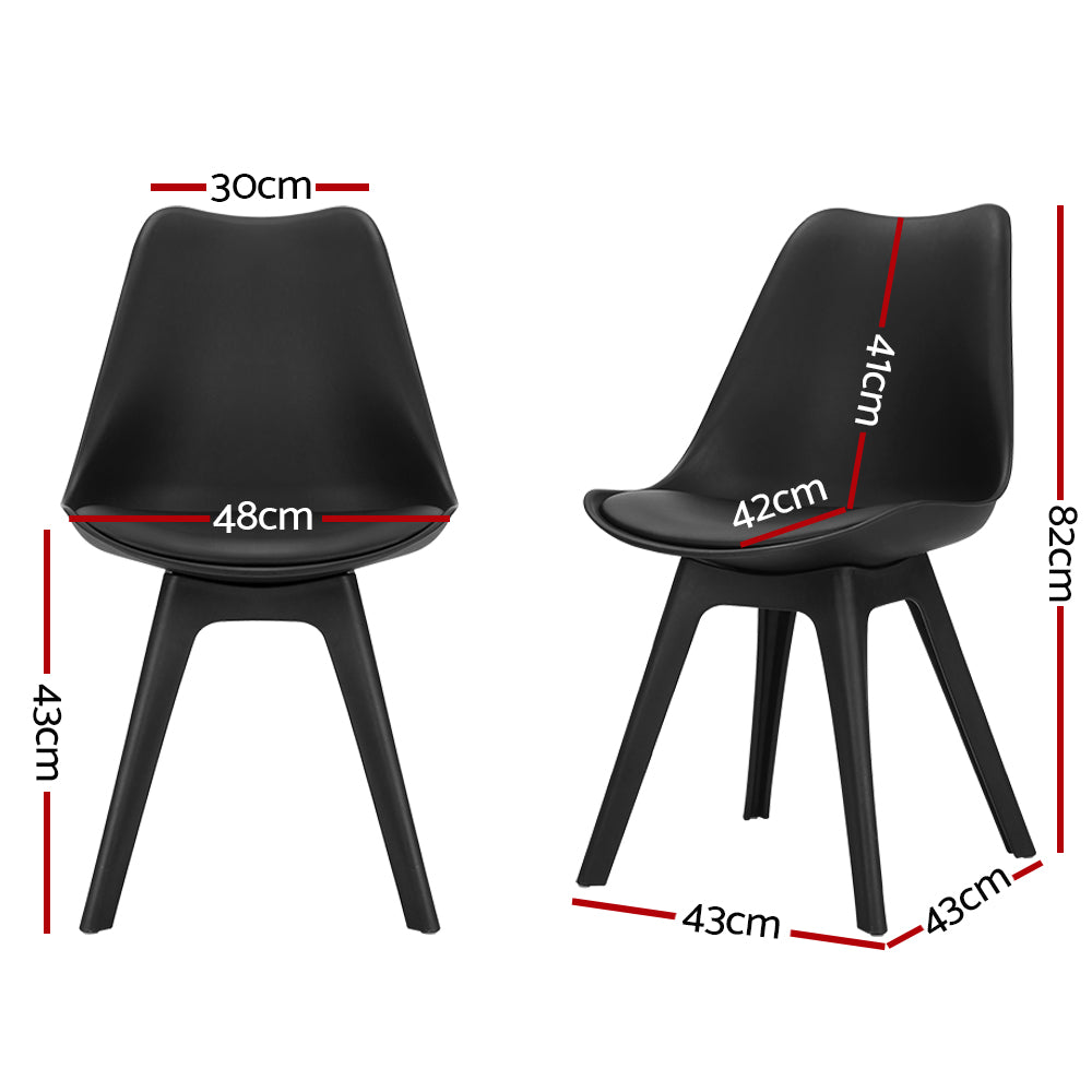 Artiss Dining Chairs Set of 4 Leather Plastic DSW Replica Black - 0