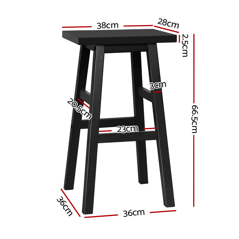 Artiss Bar Stools Kitchen Counter Stools Wooden Chairs Black x2 - 0