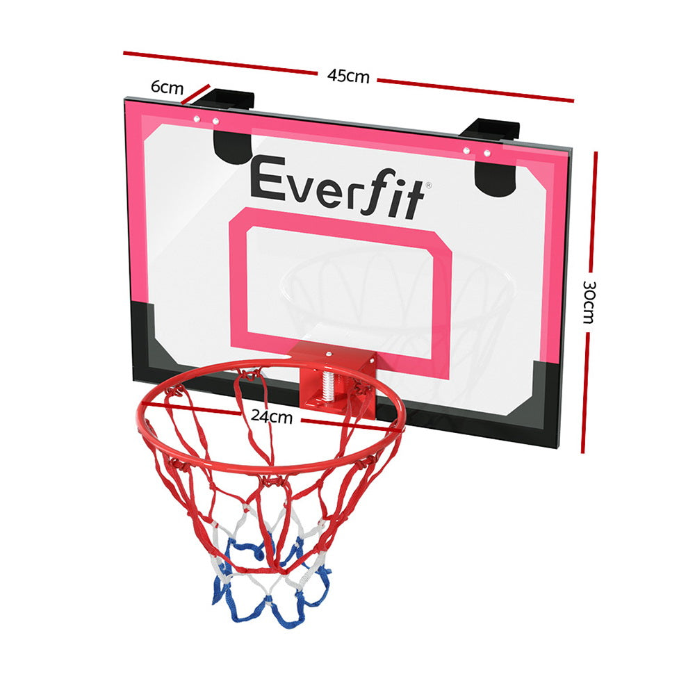 Everfit 23" Mini Basketball Hoop Backboard Door Wall Mounted Sports Kids Red - 0