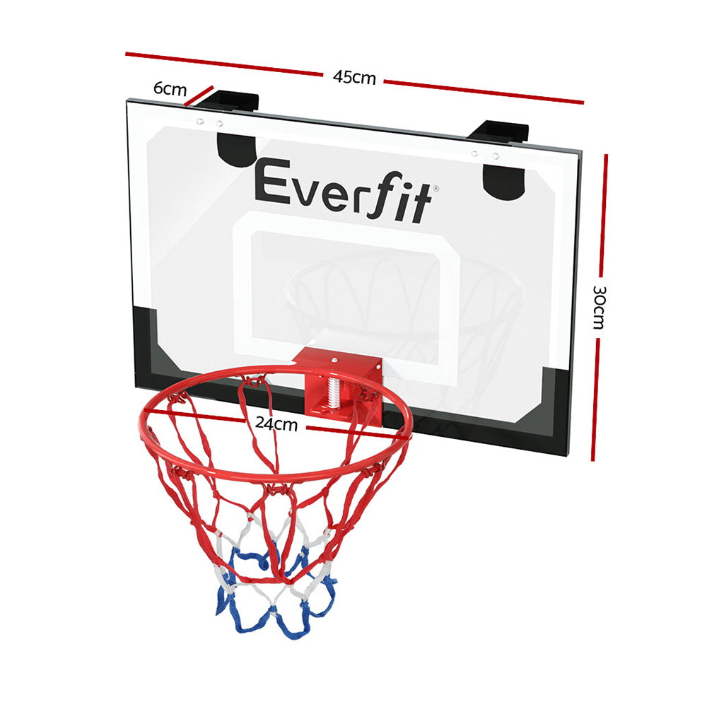 Everfit 23" Mini Basketball Hoop Backboard Door Wall Mounted Sports Kids Black - 0