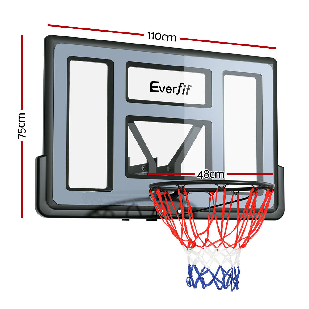 Everfit 45" Basketball Hoop Backboard Wall Mounted Ring Net Sports Pro System - 0