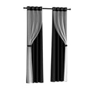 Artiss 2X 132x274cm Blockout Sheer Curtains Black-1
