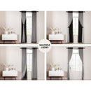 Artiss 2X 132x274cm Blockout Sheer Curtains Black-4