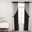 Artiss 2X 132x274cm Blockout Sheer Curtains Black-7