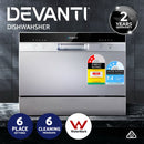 Devanti 6 Place Settings Benchtop Dishwasher Sliver-6