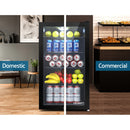 Devanti 98L Bar Fridge Glass Door Mini Fridges Freezer Black-7