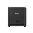 Artiss Bedside Table 2 Drawers Fabric - CADEN Charcoal-3