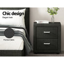 Artiss Bedside Table 2 Drawers Fabric - CADEN Charcoal-4