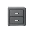 Artiss Bedside Table 2 Drawers Fabric - CADEN Grey-3