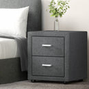 Artiss Bedside Table 2 Drawers Fabric - CADEN Grey-8