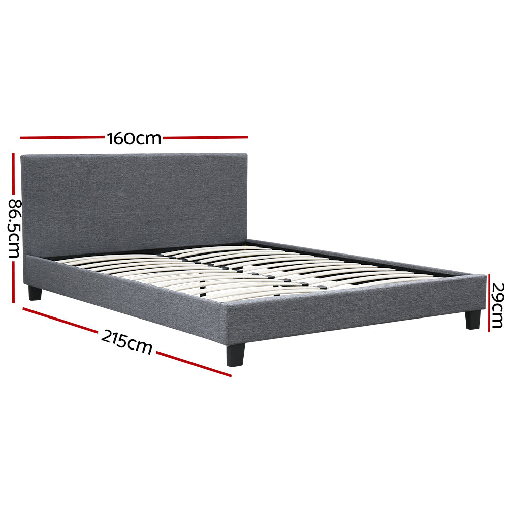Artiss Neo Bed Frame Fabric - Grey Queen - 0