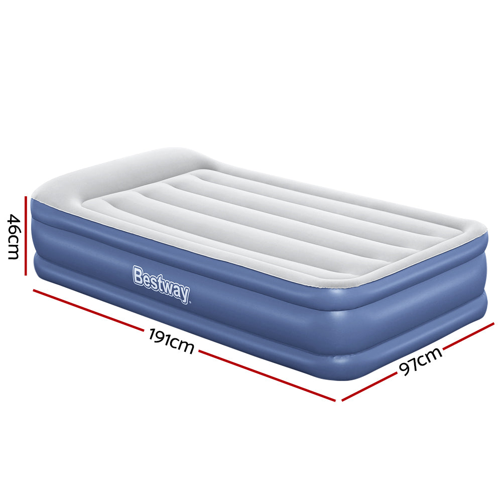 Bestway Air Mattress Inflatable Bed 46cm Airbed Single Blue - 0