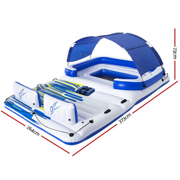 Bestway Pool Float Island Inflatable Lounge 6-person Seat Canopy - 0