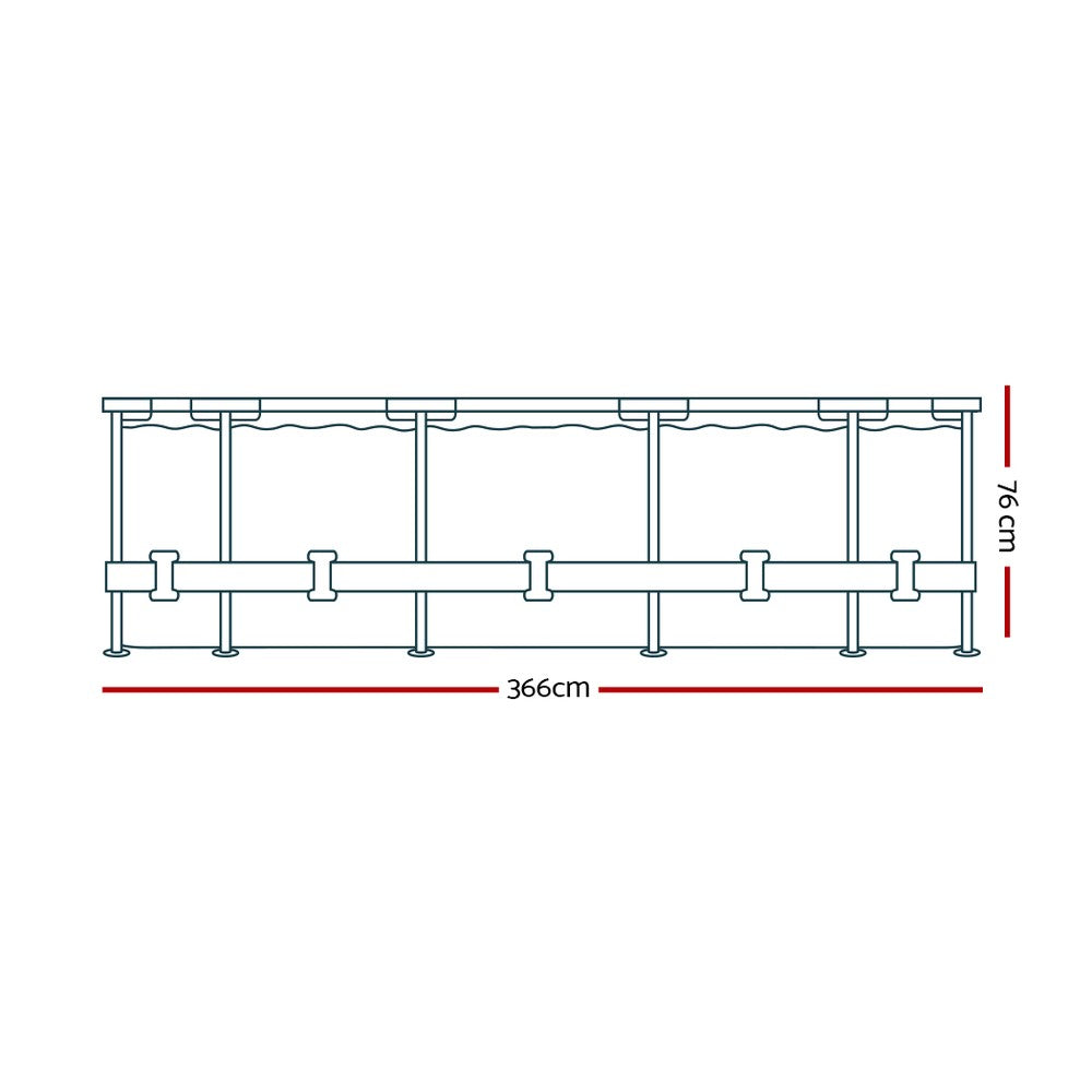 Bestway Swimming Pool 366x76cm Steel Frame Round Above Ground Pools w/ Filter Pump 6473L - 0