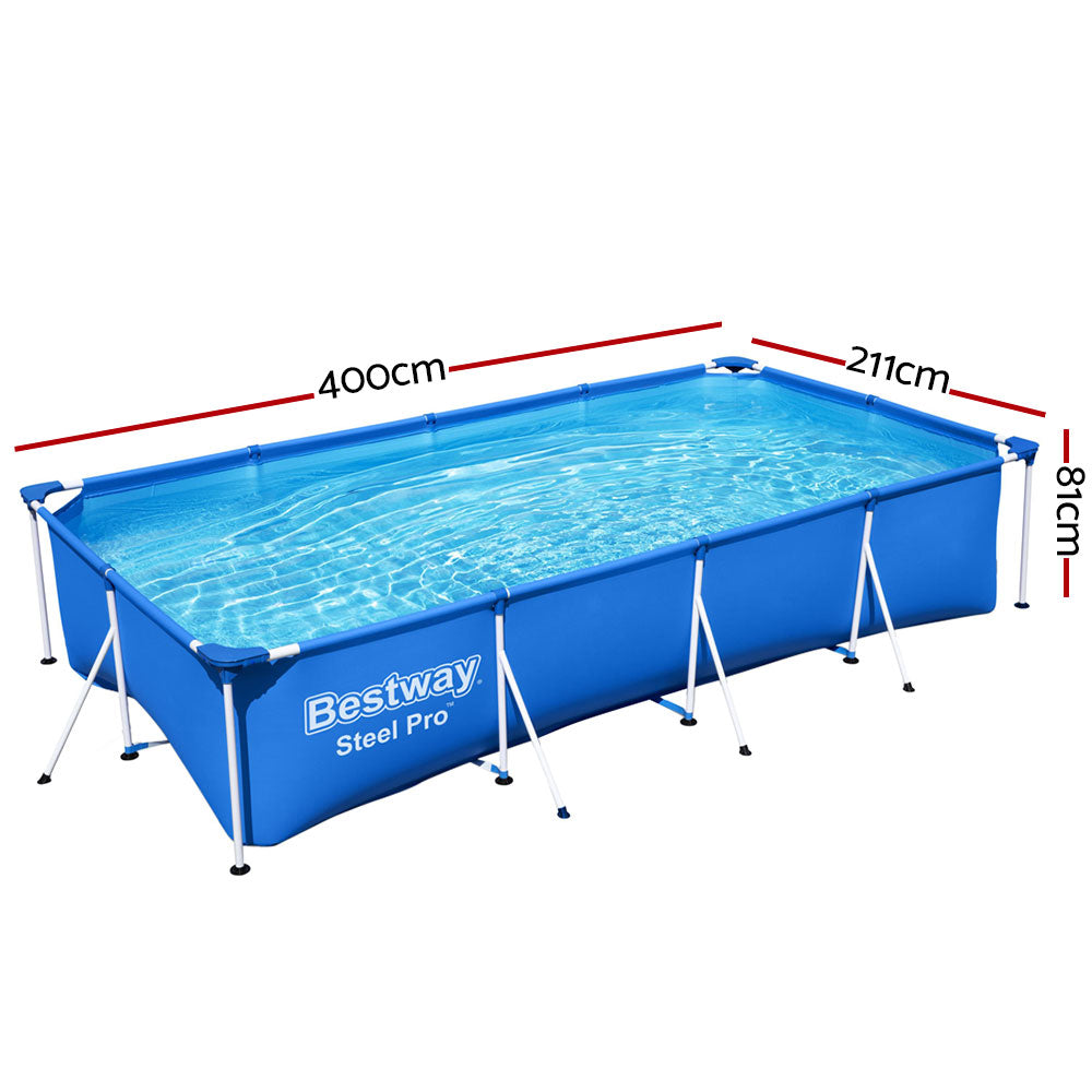 Bestway Swimming Pool 400x211x81cm Steel Frame Above Ground Pools 5700L - 0