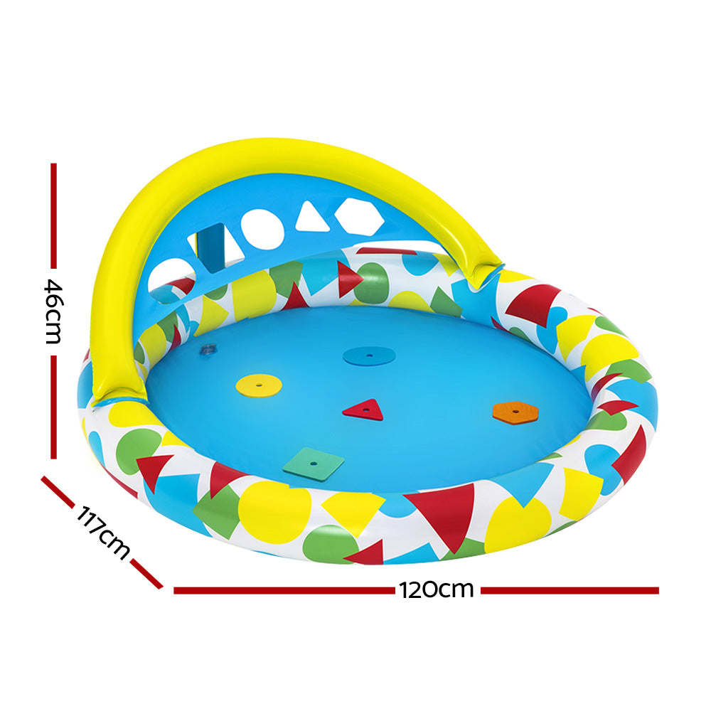 Bestway Kids Pool 120x117x46cm Inflatable Play Swimming Pools w/ Canopy 45L - 0