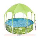 Bestway Kids Pool 244x51cm Steel Frame Swimming Play Pools Canopy 1688L-2