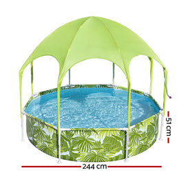 Bestway Kids Pool 244x51cm Steel Frame Swimming Play Pools Canopy 1688L - 0