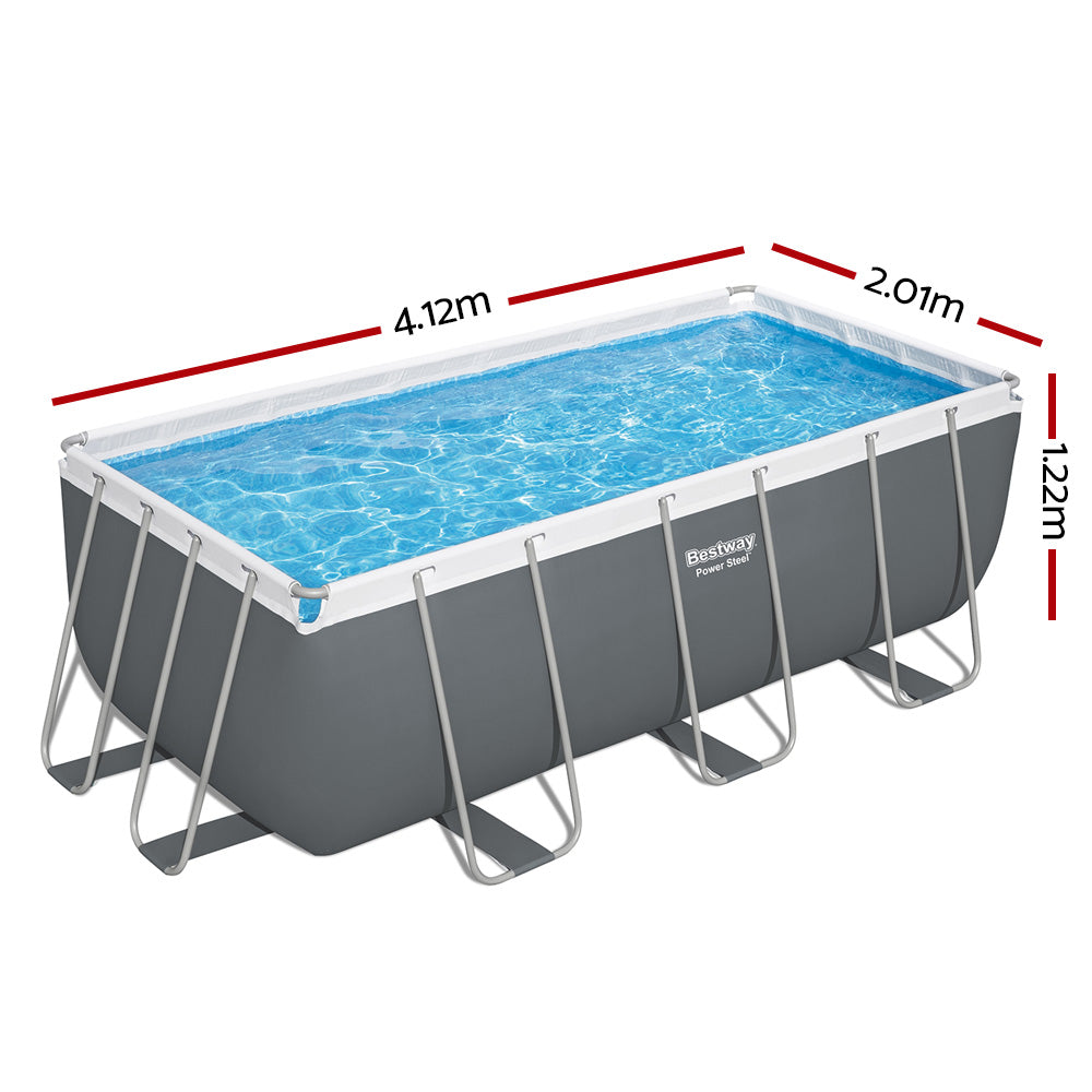 Bestway Swimming Pool 412x201x122cm Steel Frame Above Ground Pools Filter Pump Ladder 8124L - 0