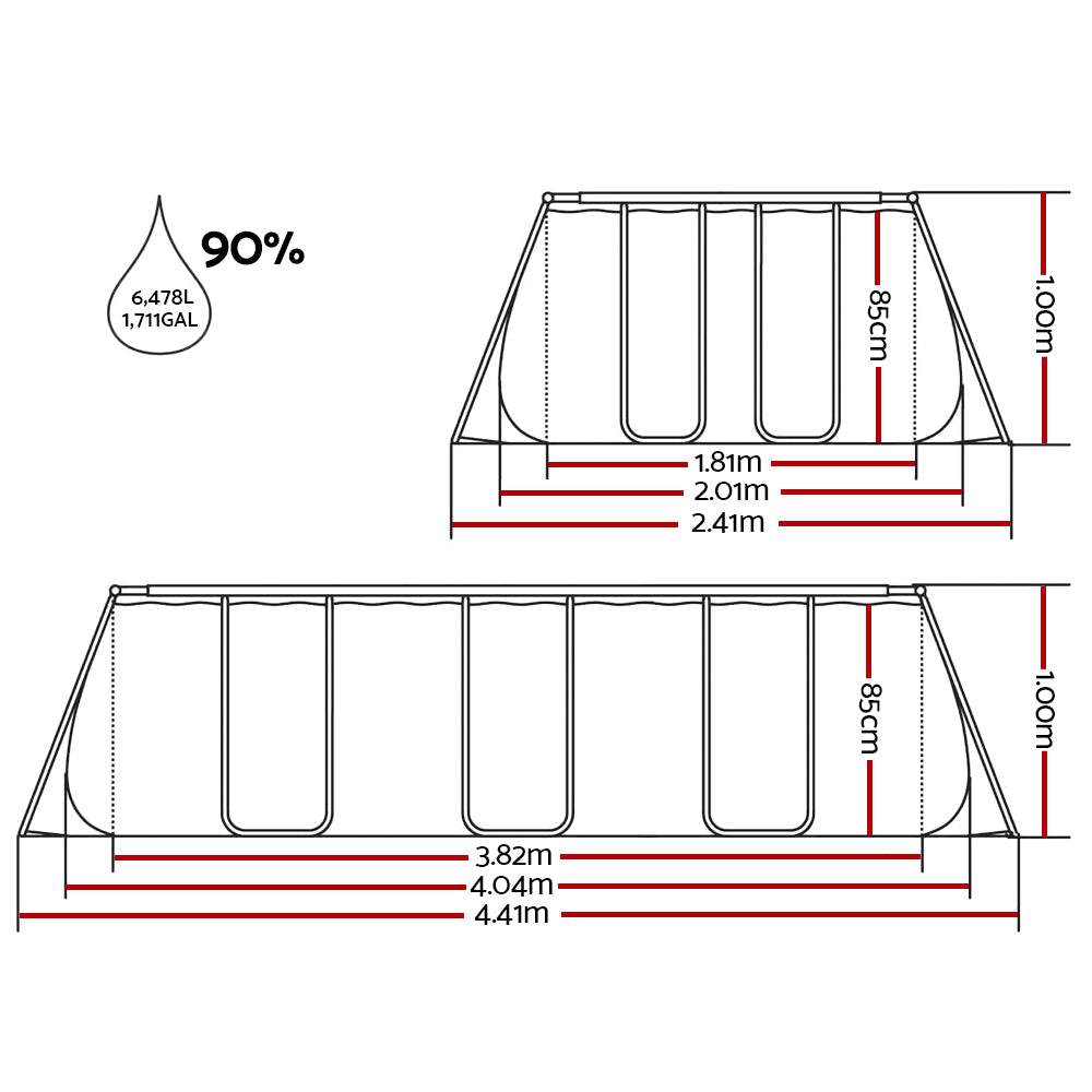 Bestway Swimming Pool 404x201x100cm Steel Frame Above Ground Pools Filter Pump Ladder 6478L - 0