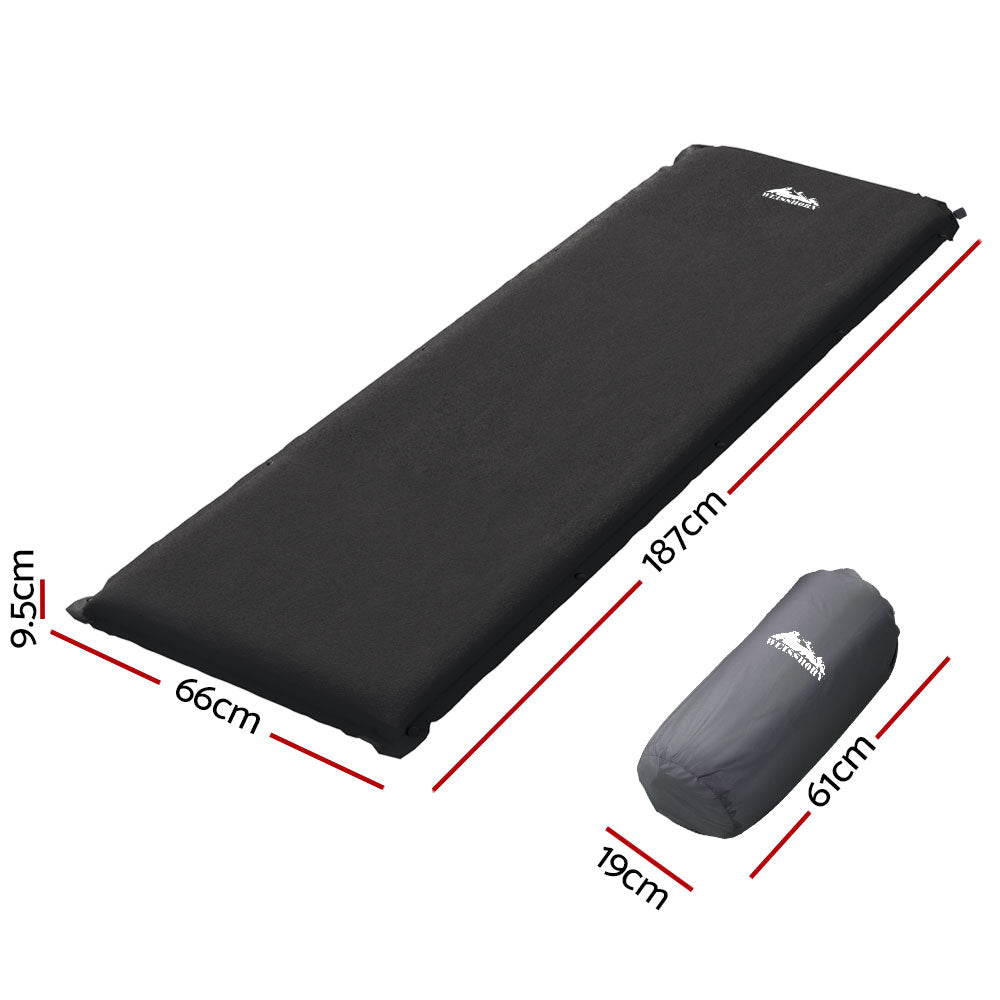 Weisshorn Self Inflating Mattress Camping Sleeping Mat Air Bed Pad Single Black - 0