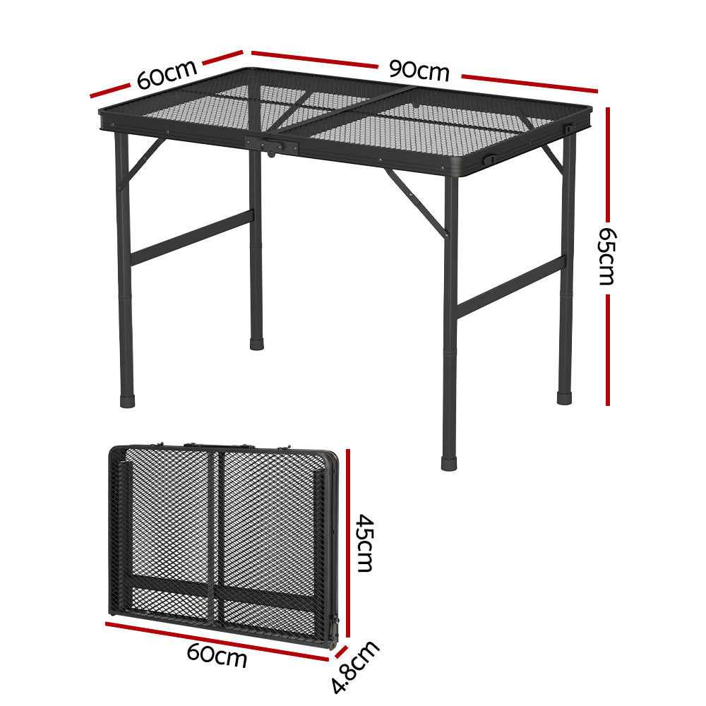 Weisshorn Folding Camping Table 90CM Portable Outdoor Picnic BBQ Aluminium Desk - 0