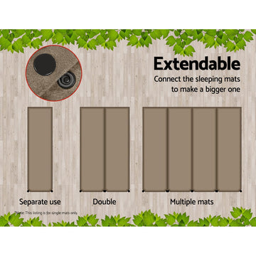 Weisshorn Self Inflating Mattress Camping Sleeping Mat Air Bed Single Coffee - 0