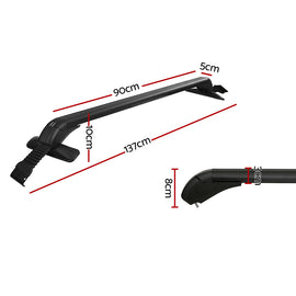 Universal Car Roof Rack Cross Bars 90cm Aluminium Adjustable Lockable 45kg Clamps - 0