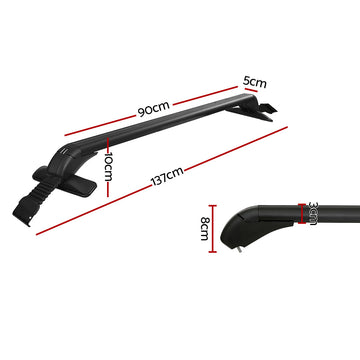 Universal Car Roof Rack Cross Bars 90cm Aluminium Adjustable Lockable 45kg Clamps - 0