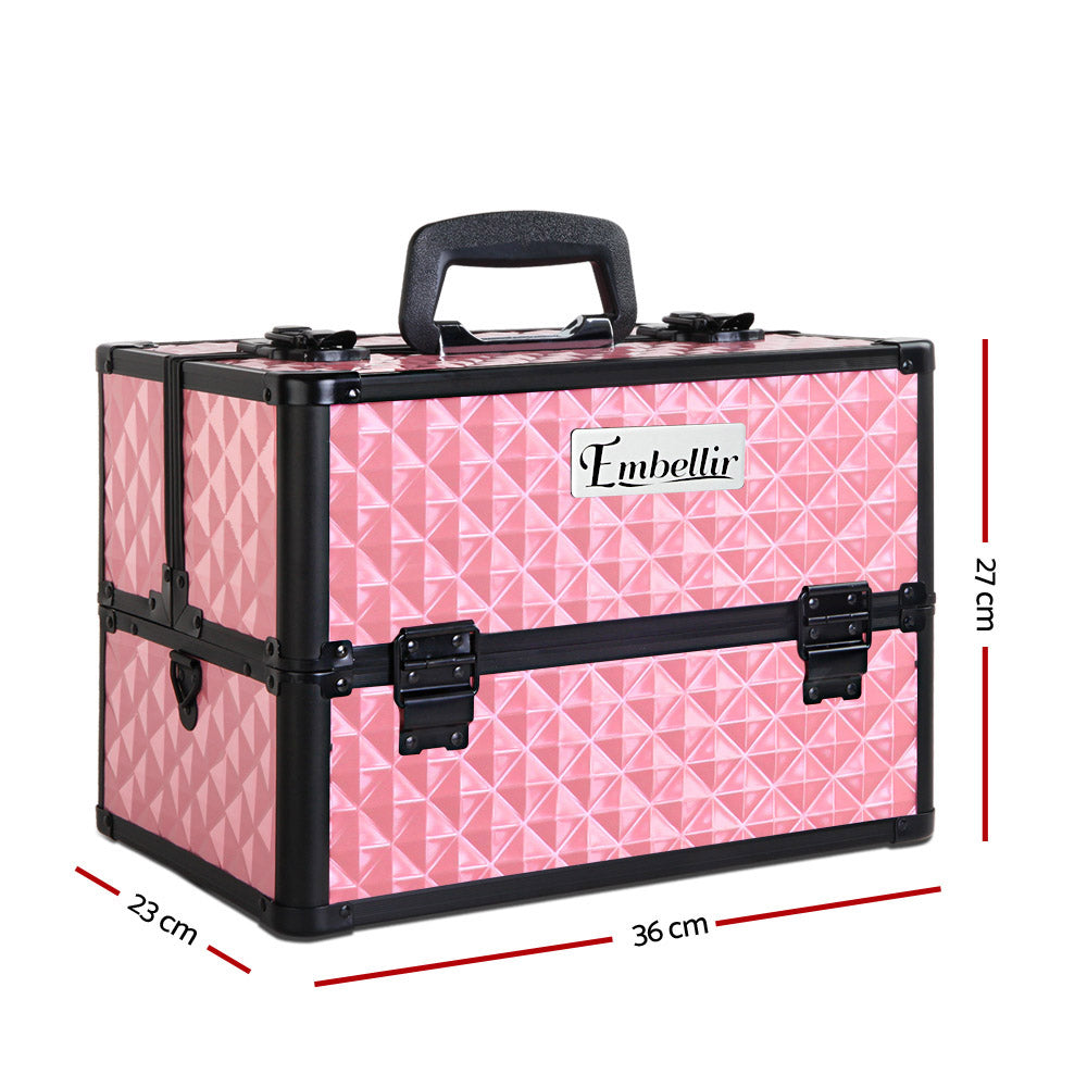 Embellir Portable Cosmetic Beauty Makeup Case - Diamond Pink - 0