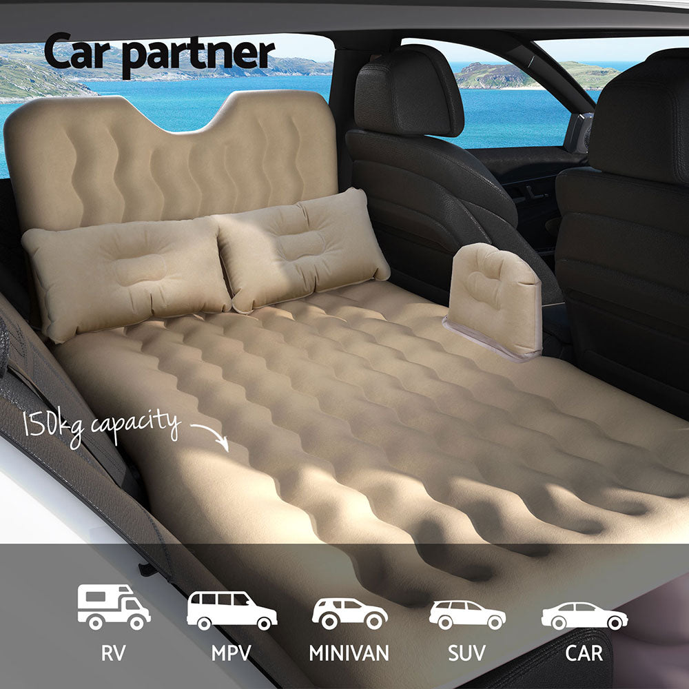 Weisshorn Car Mattress 176x80 Inflatable SUV Back Seat Camping Bed Beige