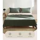 Cosy Club Cotton Bed Sheets Set Green Beige Cover Single-3