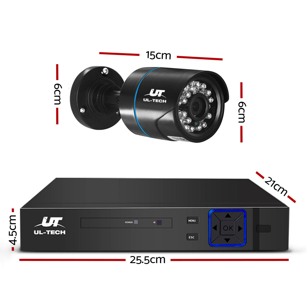 UL-tech CCTV Security System 4CH DVR 2 Cameras 1080p - 0