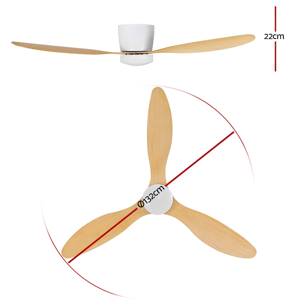 Devanti 52'' Ceiling Fan DC Motor w/Light w/Remote - Light Wood - 0