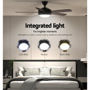 Devanti 52'' Ceiling Fan AC Motor 5 Blades w/Light - Dark Wood-5