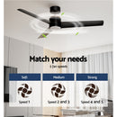 Devanti 52'' Ceiling Fan DC Motor w/Light w/Remote - Black-4