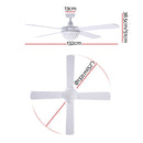 Devanti 52'' Ceiling Fan AC Motor w/Light w/Remote - White-2