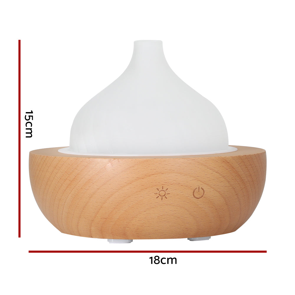 Devanti Aroma Aromatherapy Diffuser LED Oil Ultrasonic Air Humidifier Glass Wood - 0