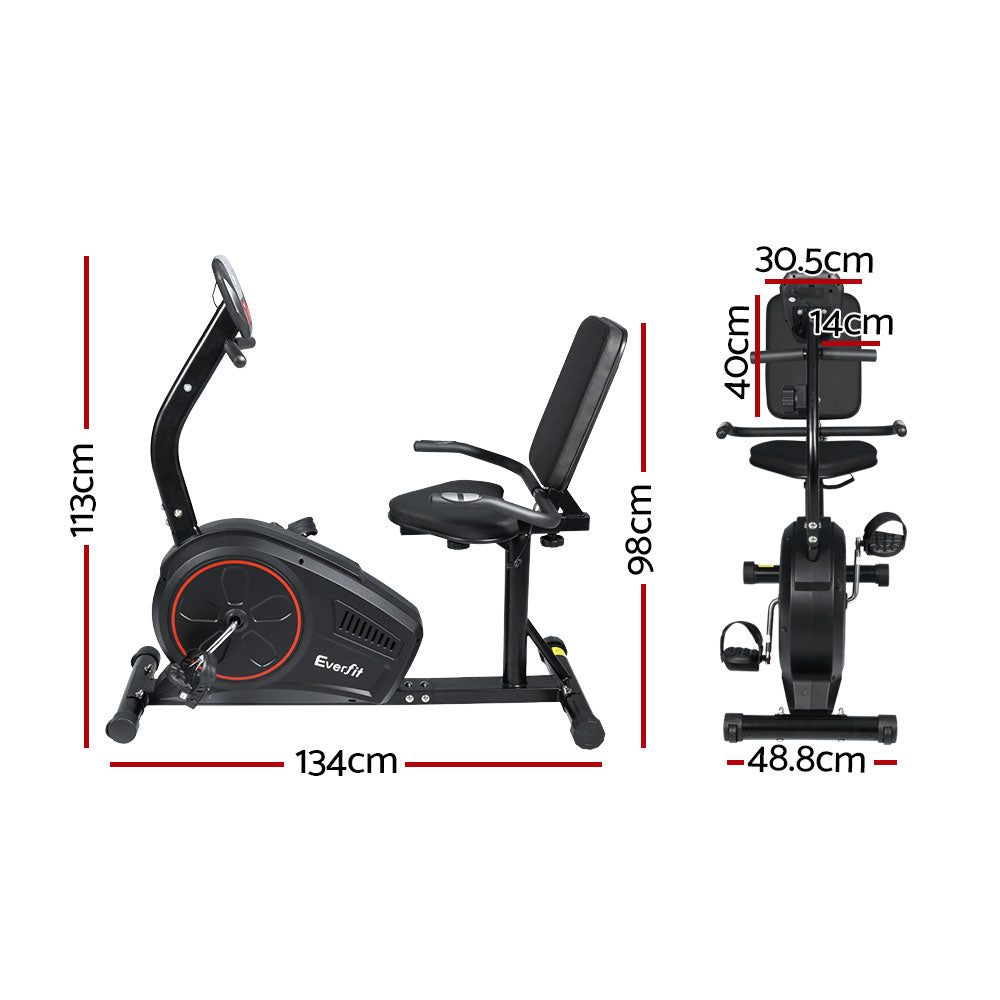 Everfit Exercise Bike Magnetic Recumbent Indoor Cycling Home Gym Cardio 8 Level - 0