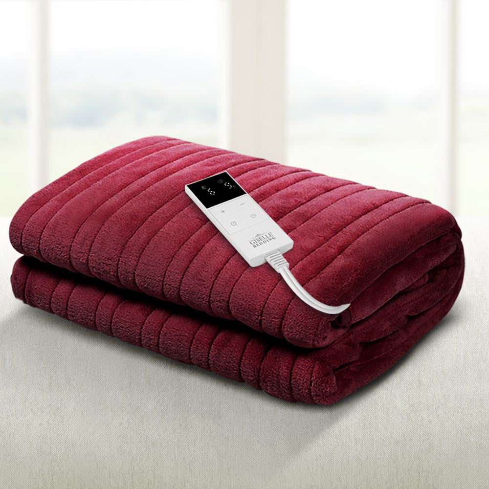 Giselle Electric Throw Rug Heated Blanket Fleece Red