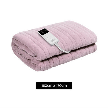Giselle Electric Throw Rug Heated Blanket Fleece Pink - 0