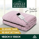 Giselle Electric Throw Rug Heated Blanket Fleece Pink-3