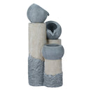 Gardeon Solar Water Feature Cascading Fountain 3-Tier Pot LED Lights 76CM Grey-3