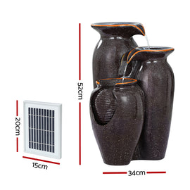 Gardeon Solar Fountain Water Fountain Feature Cascading Fountain LED Lights 76CM Grey - 0